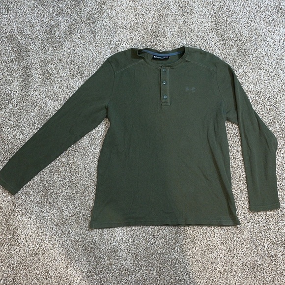 💜Men’s large under armour green textured long sleeve thermal - Picture 1 of 2
